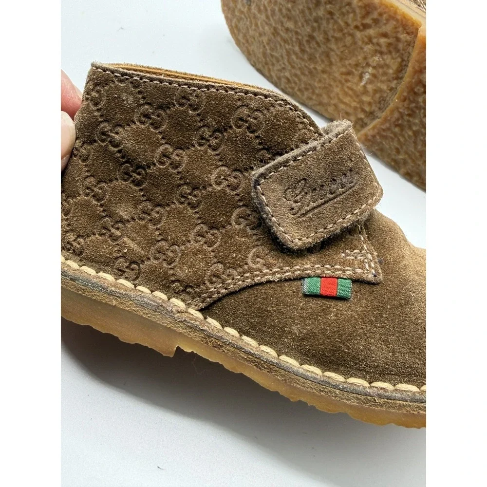 Gucci GG Monogram Suede Brown 271082 Toddler Size EU 20 -US 4.5C/5C